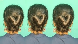 Beautiful Hairstyle For Short Hair  Simple Hairstyle With Small Clutcher  Thin Low Bun Hairstyle [upl. by Aitsirk629]