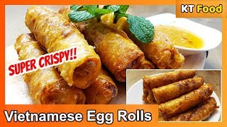 EGG ROLLS RECIPE  How to Make Super Crispy Vietnamese Egg Rolls  KT Food Adventure [upl. by Atiuqaj]