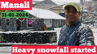 Heavy snowfall started in Manali Himachal Pradesh on 31 January 2024 [upl. by Iras]