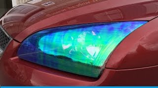 How to install Headlight Tint  Chameleon  Car Wrapping Tutorial by Chromatic Vinyl Films [upl. by Cherida859]