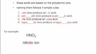 Formulas Lesson 9 Naming Polyatomic Acids OxyAcids and Bases [upl. by Adaline582]