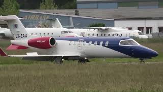 Learjet 45XR LXEAA landing at Bern Airport [upl. by Esnohpla956]