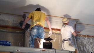 Plaster cornice installing [upl. by Peterec]