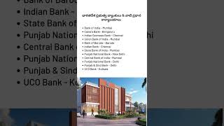 12 Public Sector Banks in India amp Headquarters shorts ytshortsindia sbi shivansir [upl. by Kory656]