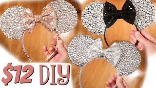 12 DIY GLAM MINNIE MOUSE EARS  How to Disney Ears [upl. by Iv240]