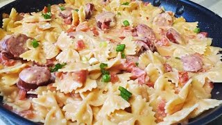 EASY Kielbasa With Bowtie Pasta  Whats For dinner [upl. by Sibel]