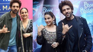 Vidya Balan amp Kartik Aaryan Bring Charm to TSeries for BB3 Promotion [upl. by Inahc]