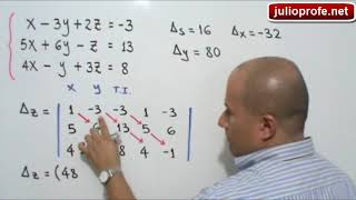 Sistema de 3x3 resuelto por Regla de Cramer [upl. by Galliett]