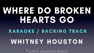 Whitney Houston  Where Do Broken Hearts Go Karaoke  Backing Track With Backing Vocals [upl. by Cory397]