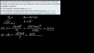 A projectile is launched with an initial speed of 145 ms at an angle of 3508 above [upl. by Atiker]