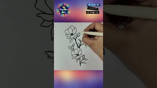 Draw flower using pen  easy flower drawing for beginners  draw flower [upl. by Eberle]