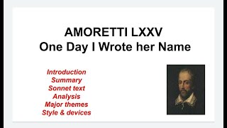 Amoretti LXXV  One day I wrote her name upon the strand  Sonnet 75 by Edmund Spenser [upl. by Karine]