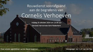 Hersteld hervormd Ridderkerk  Rouwdienst Cornelis Verhoeven [upl. by Enalahs]