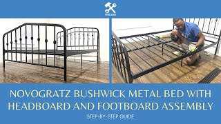 Novogratz Bushwick Metal Bed with Headboard and Footboard Assembly Instructions StepbyStep Guide [upl. by Tereb]