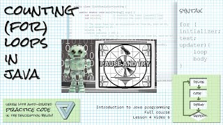 Counting for loops in Java Intro Java course Lesson 4 Video 6 [upl. by Wanonah881]