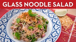 Glass Noodle Salad Laab Woonsen ลาบวุ้นเส้น  Thai Recipe [upl. by Nataline]