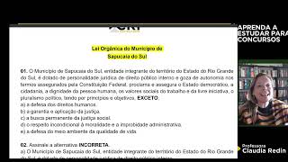 CONCURSO MUNICÍPIO DE SAPUCAIA DO SUL Simulado Lei Orgânica Municipal [upl. by Aimil]