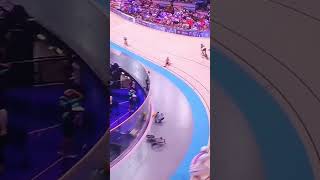 Crazy Bike Crash Albert Torres from Spain Track Cycling Omnium Olympics Paris 2024 [upl. by Ketchum]