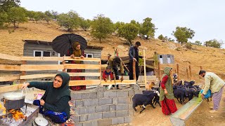 🍜⛈️Completing the Wooden Fence Amirs Family amp Ajavs Delicious Kashk Soup on a Rainy Day [upl. by Netsirhc]