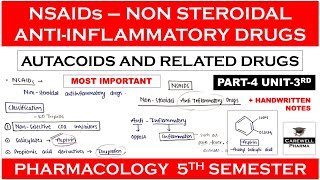 NSAIDs  Non Steroidal Anti Inflammatory Drugs  Autacoids  Part 4 Unit 3  Pharmacology 5 sem [upl. by Petuu]