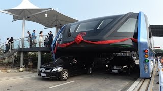 Awesome Chinas futuristic quotstraddling busquot launches 1st road test [upl. by Raphael707]