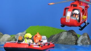 Playmobil deutsch Feuerwehrmann Boot amp Feuerwehr Hubschrauber für Kinder [upl. by Aytnahs]