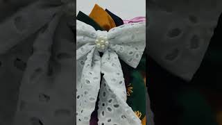 Embroidery Bow😍bd crochet embroidery youtubeshorts hairbows subscribemychannel [upl. by Rocker193]