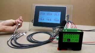 PT100 Temperature Sensors with Android HMI and bm6PTI Modbus RS485 [upl. by Ahtibbat]