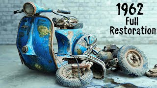 Full Restoration 60 years Old 1962 Vespa Scooter  Full Timelapse [upl. by Annaehr775]