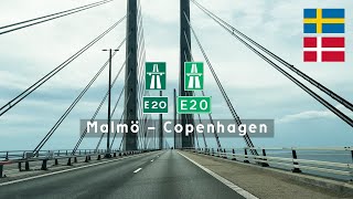 4KHDR Driving in Sweden and Denmark E20 from Malmö to Copenhagen  The Øresund Bridge [upl. by Nathanael]