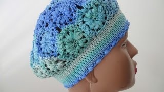 Берет из мотивов Часть 1 Beret of floral motifs Crochet Part 1 [upl. by Jamaal]