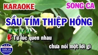 Karaoke Sầu Tím Thiệp Hồng  Nhạc Sống Song Ca Beat  Tuấn Cò Karaoke [upl. by Dyob]