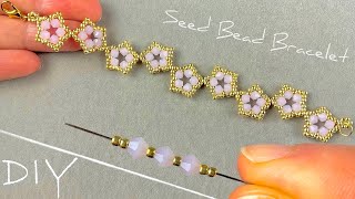 Beaded Flower Bracelet Tutorial How to Make Beautiful Bracelet using Beads [upl. by Aniweta]