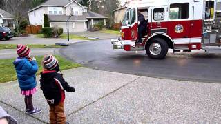 Fire truck surprises Will for 4th Birthday [upl. by Esimaj]