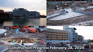 Polynesian DVC Tower Construction Progress February 28 2024  Pool  Walt Disney World [upl. by Aiceila]