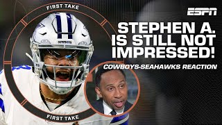 Stephen A STILL isnt impressed with the Cowboys win vs the Seahawks 👀  First Take [upl. by Sedgewake700]