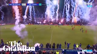 Fans set off barrage of fireworks in celebration before end of match in Argentina [upl. by Bever194]