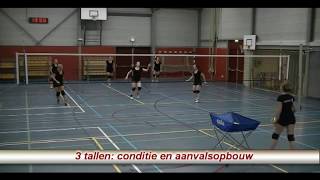 volleybaloefening 3 tal conditie en aanvalopbouw [upl. by Airahs]