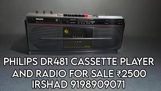 PHILIPS DR481 CASSETTE PLAYER AND RADIO 2 IN 1 FOR SALE ₹2500 WITH COURIER CHARGE  radio forsale [upl. by Dolphin]