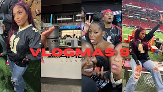 VLOGMAS DAY 9 ITS GIVING VIP LIFESTYLEEEE SAINTS VS FALCON GAME [upl. by Ellennahs859]