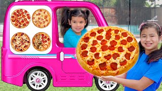 Emma Jannie and Friends Pizza Drive Thru Food Toys Episodes for Kids [upl. by Atnuahc]