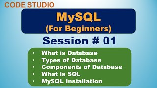 MySQL Tutorial 01 What is Database  What is DBMS amp RDBMS  What is SQL  Installing MySQL [upl. by Modestine]