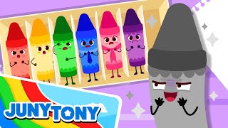 The Naughty Gray Crayon  Lost Color Song  Color Songs  Funny Kids Songs  JunyTony [upl. by Einnob307]