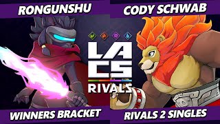 LACS Rivals  Rongunshu Clarien Vs Cody Schwab Zetterburn Rivals of Aether 2  RoA2 [upl. by Anytsirhc]