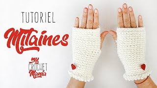 TUTO CROCHET COMMENT FAIRE DES MITAINES SUPER FACILE [upl. by Xuaegram]