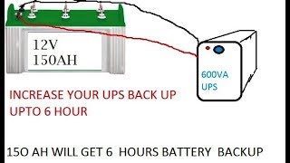 150 AH battery connecting to 600 VA UPS for more backup [upl. by Aivatco]