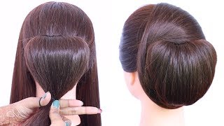 Chignon hair style trick with using clutcher  elegant updo hairstyle  chinese bun [upl. by Olshausen]