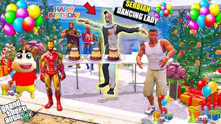 Franklin and Avengers Celebrating Serbian Dancing Lady BIRTHDAY With GHSOT ARMY in GTA 5 [upl. by Ebag765]