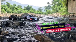 18 Mercedes Ben AMG G63 6x6 VS Ford Raptor F150 4x4 OFFROAD Strong run in water [upl. by Edee953]