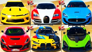 Bugatti Veyron vs Rimac Nevera vs Chevrolet Camaro vs BMW M4 GT3  GTA 5 Mods Which car is best [upl. by Jenni279]